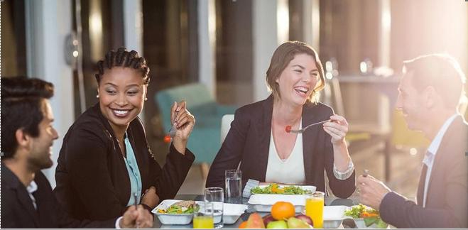 Placeholder image of a group of people engage in a lunch for health